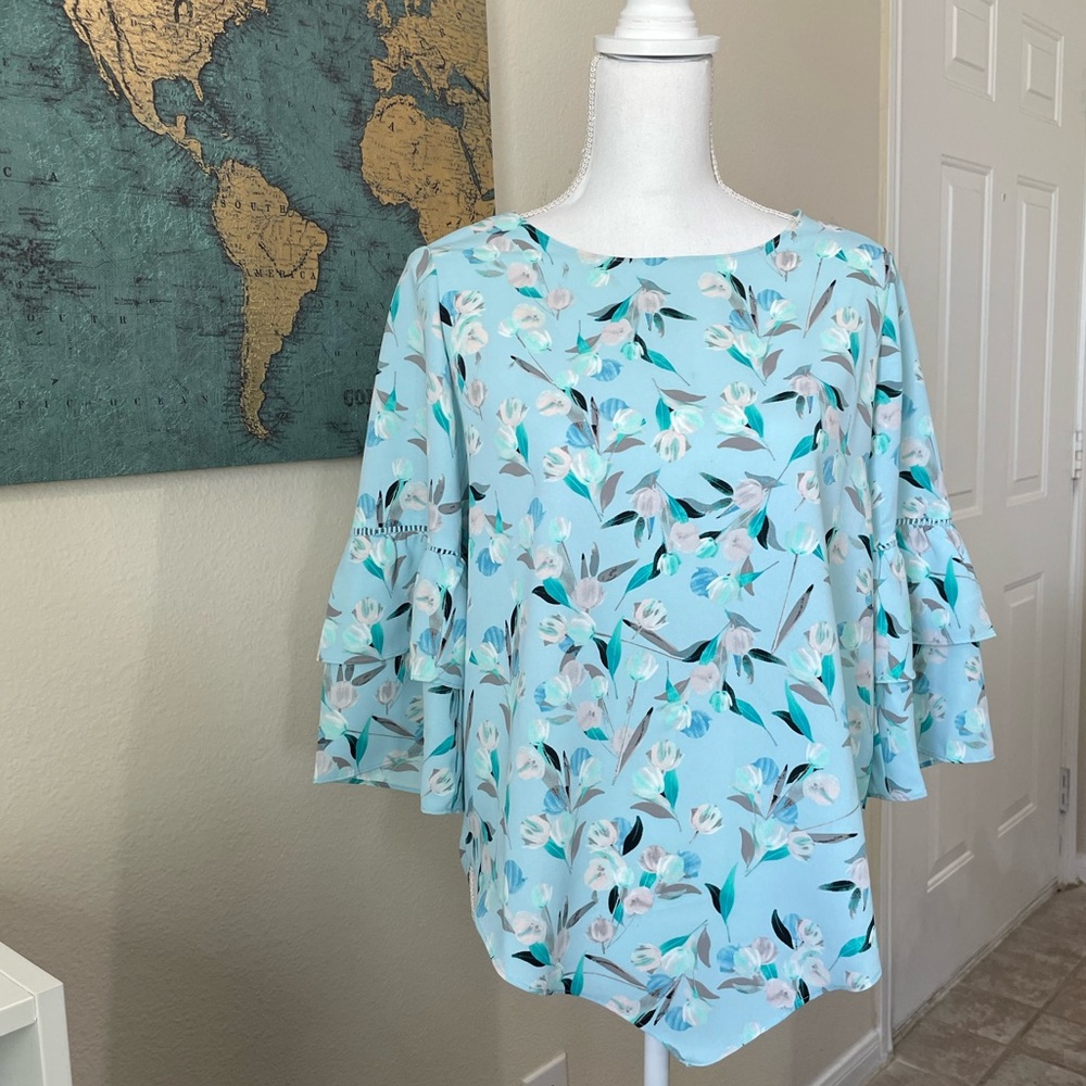 Alfani • Baby Blue Floral Blouse